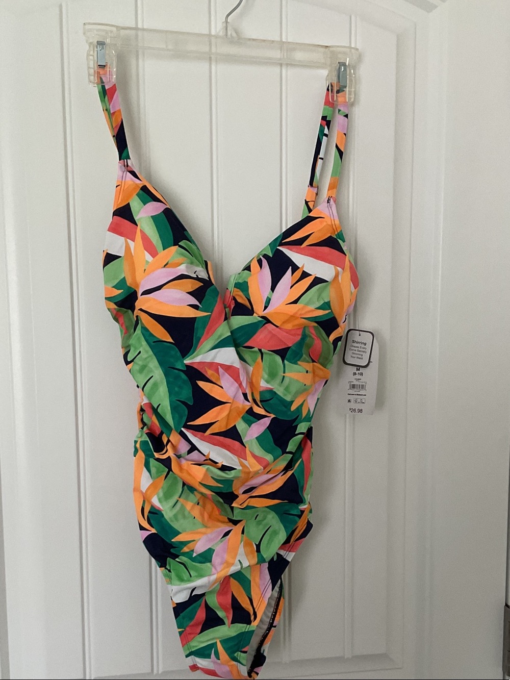 LadiesTropical Leaf One-Piece Swimsuit - Multicolor